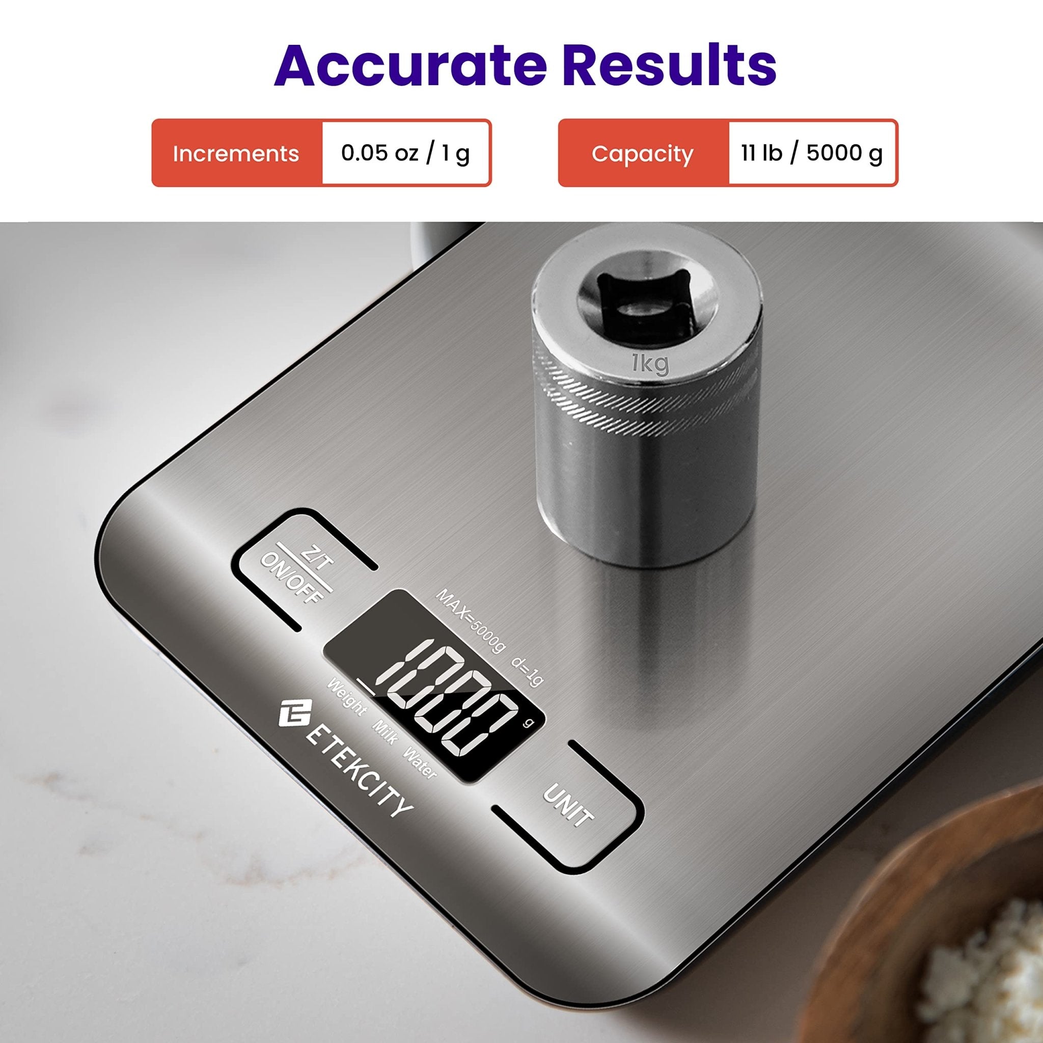 Etekcity Food Kitchen Scale, Digital Grams and Ounces for Weight Loss, Baking, Cooking, Keto and Meal Prep, LCD Display, Medium, 304 Stainless Steel - eighttwentytwo92