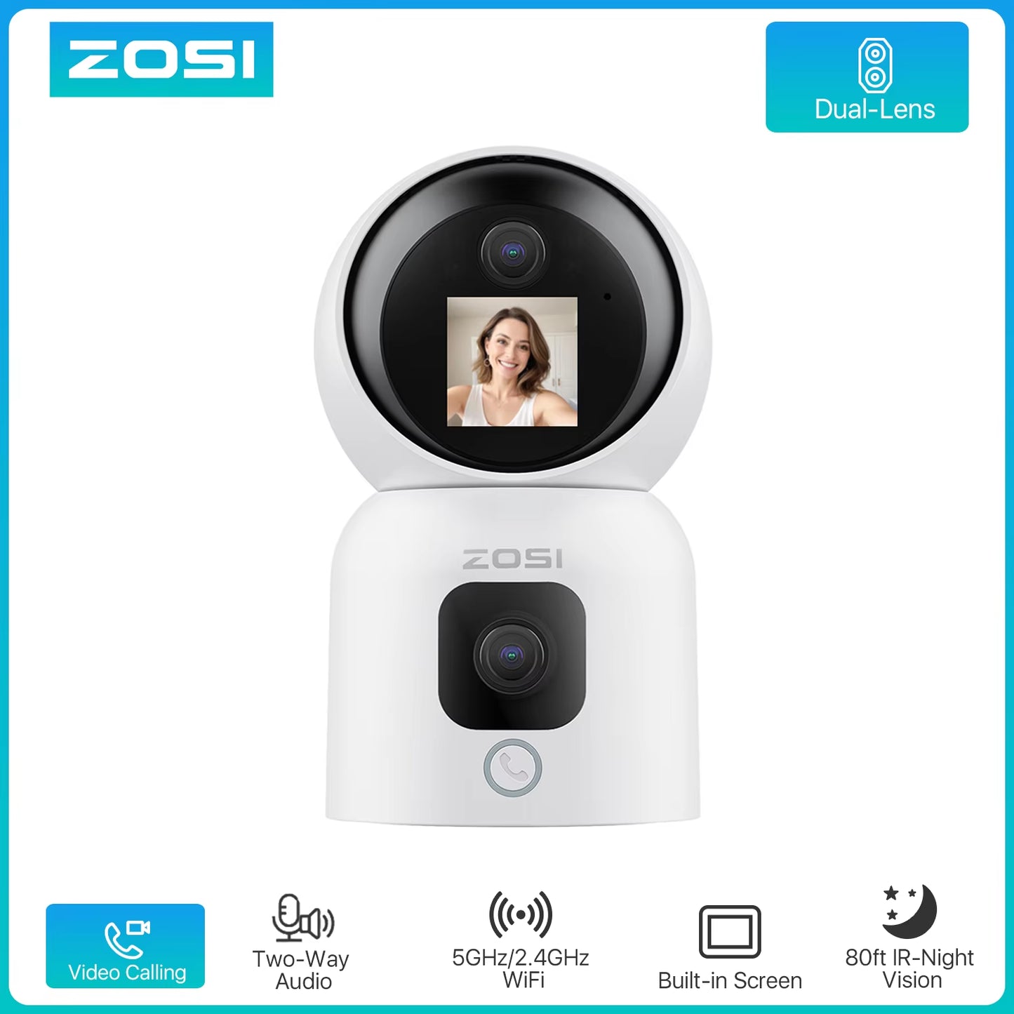 360�� Smart Home Security Camera PTZ Auto Tracking Baby Monitor AI Panoramic HD Night Vision Indoor Wifi Surveillance Camera