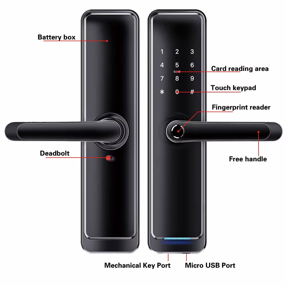New Model of High Quality Ttlock App Security Electric Password Fingerprint Waterproof Smart Door Lock