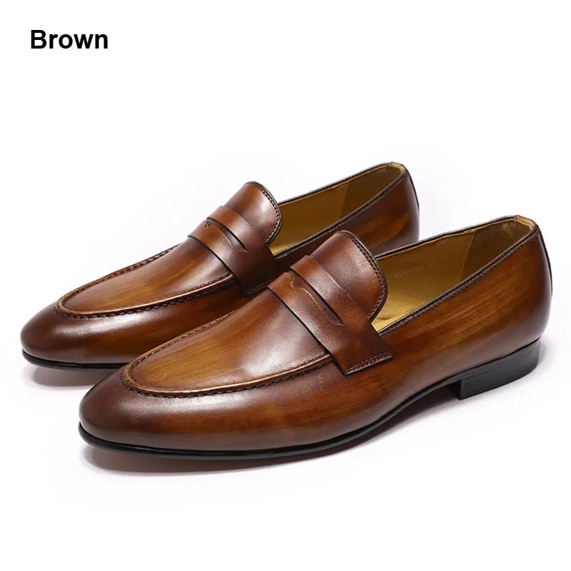 FELIX CHU Mens Penny Loafers Leather Shoes Genuine Leather Elegant Wedding Party Casual Dress Shoes Brown Black Shoes for Men - eighttwentytwo92