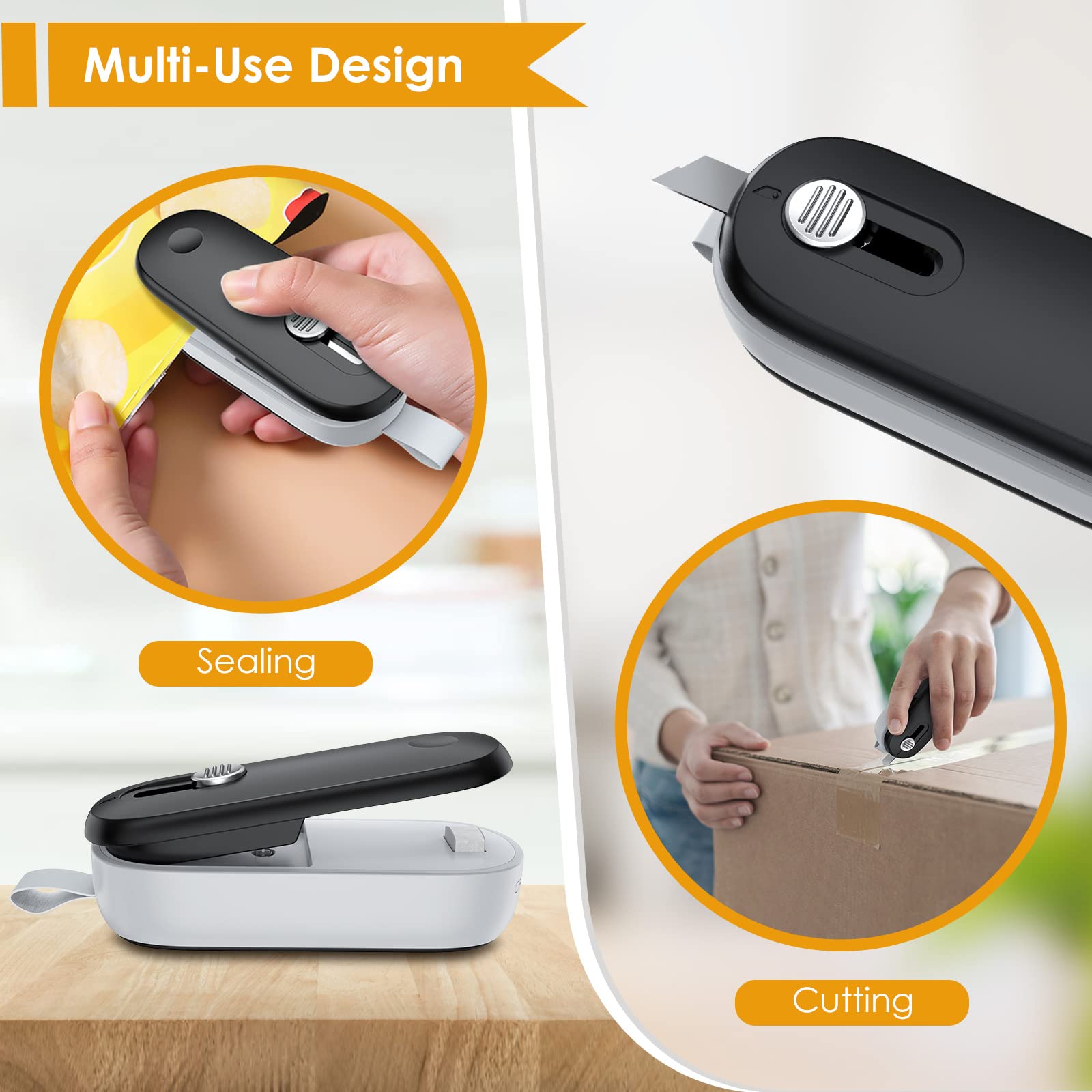 FEPPO Mini Bag Sealer, 2 in 1 Heat Sealer with Cutter, Portable Resealer Machine for Chip, Plastic Bags Food Storage Snacks (Batteries Included) - eighttwentytwo92