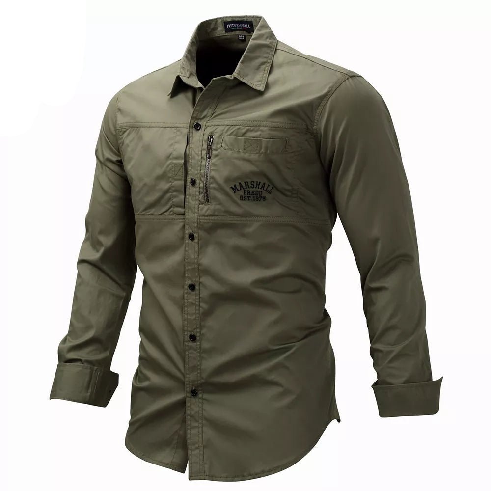 Fredd Marshall Men's Military Cotton Shirt - eighttwentytwo92