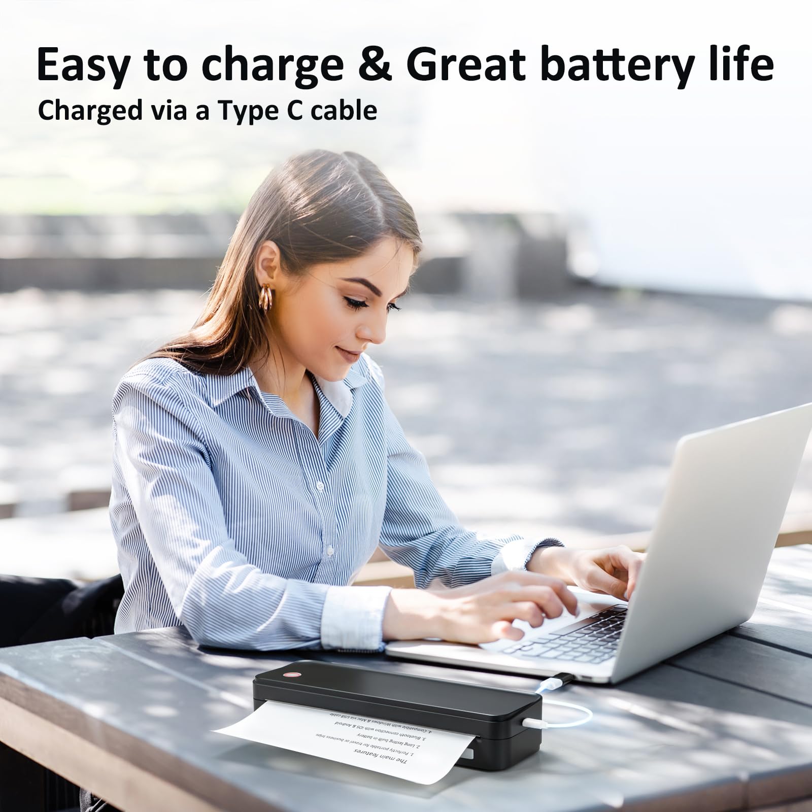 Gloryang Inkless Portable Printer for Travel, Wireless Thermal Printer Supports 8.5 x 11 Inch Thermal Paper, Bluetooth Machine Includes Carry Case and 3 Rolls of Paper Kit, Black - eighttwentytwo92