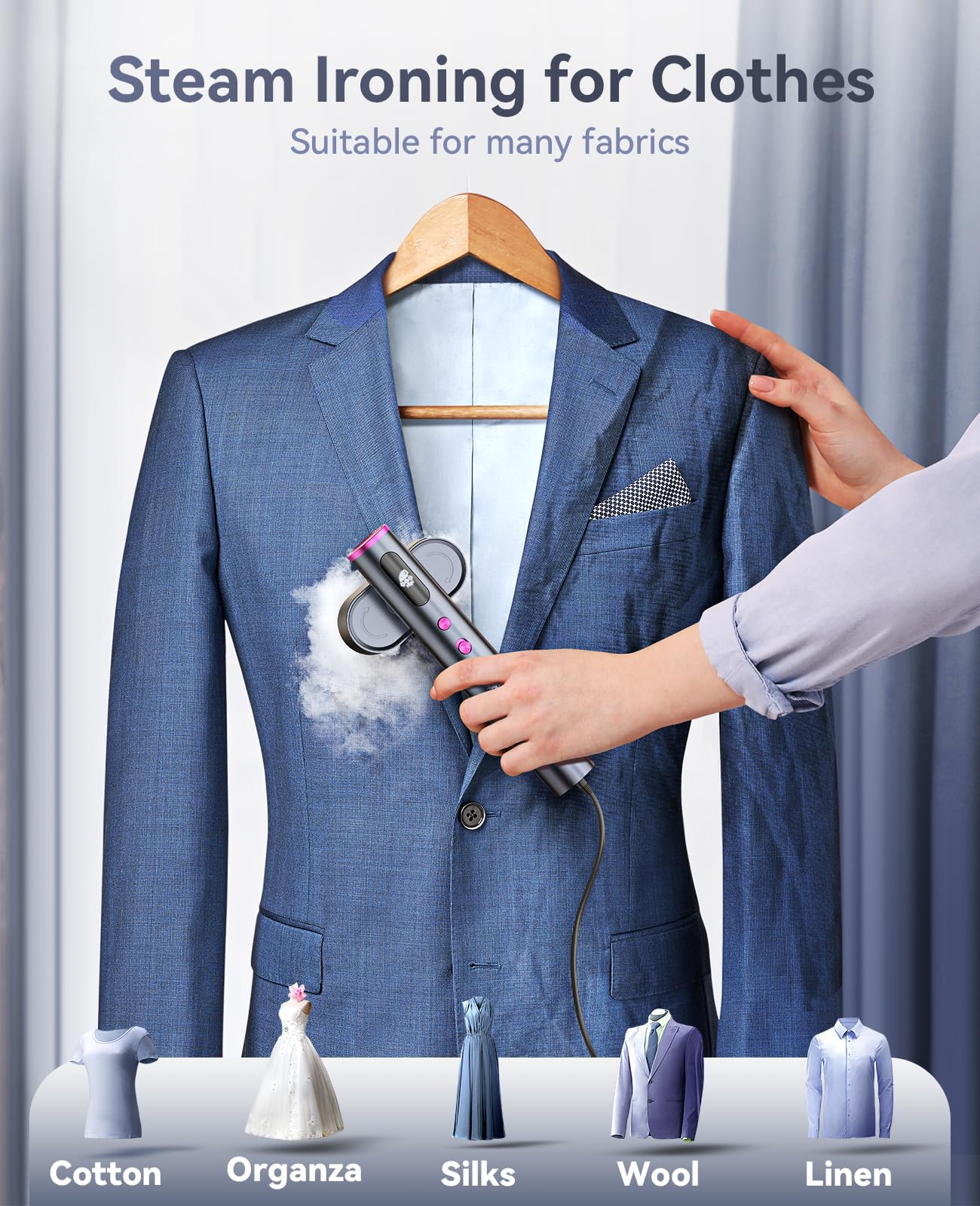 Jack & Rose Travel Steamer for Clothes,100 - 220V Portable Iron,15s Heat Up,Steamer & Iron 2 In 1, Travel Size,Large Ceramic Heat Panel,for Global and Europe - eighttwentytwo92