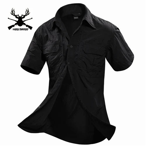 MEGE Summer Men Shirt Military Men Short Sleeve Shirt Casual Shirt Mens Brand Social Clothing Chemise Homme Camisa Masculina 2XL - eighttwentytwo92