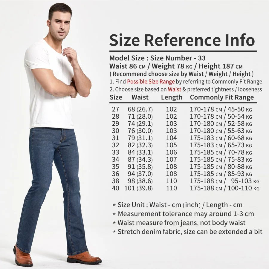 Men’s Bootcut Jeans – Slim Fit, Stretch Denim, Mid Waist - eighttwentytwo92