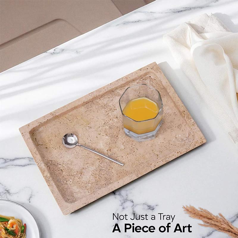 Natural Marble Rectangular Serving Tray – Premium Stone Décor & Table Organizer - eighttwentytwo92