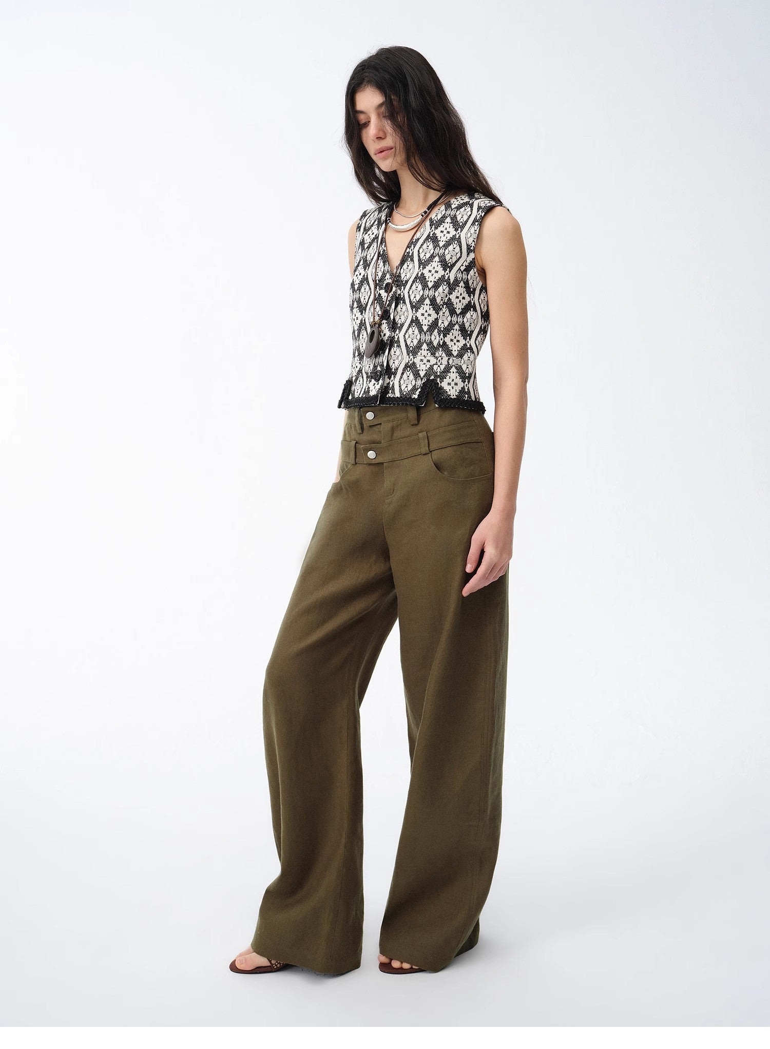 Old Money Style White Linen Wide - Leg Pants for Women | High - Waist Tailored Fit - eighttwentytwo92