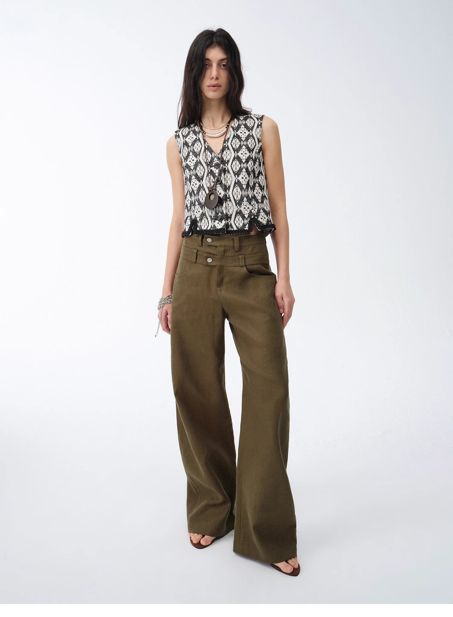 Old Money Style White Linen Wide - Leg Pants for Women | High - Waist Tailored Fit - eighttwentytwo92