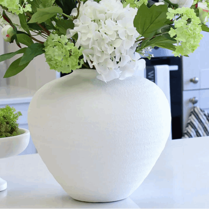 Regola Matt White Ceramic Stone Vase – Large Minimalist Home Decor - eighttwentytwo92