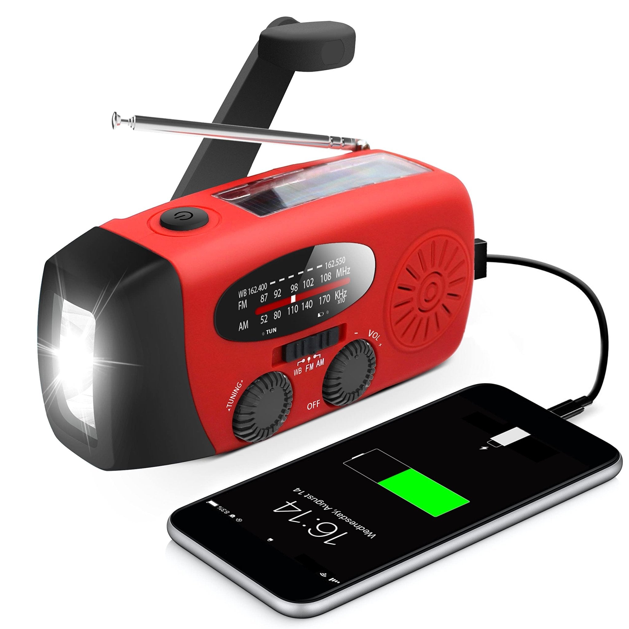 RunningSnail Emergency Hand Crank Radio With LED Flashlight For Emergency, AM/FM NOAA Portable Weather Radio With 2000mAh Power Bank Phone Charger, USB Charged & Solar Power For Camping, Emergency - eighttwentytwo92