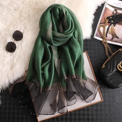 Summer Silk & Wool Long Scarf – Soft Lightweight Wrap for Women - eighttwentytwo92
