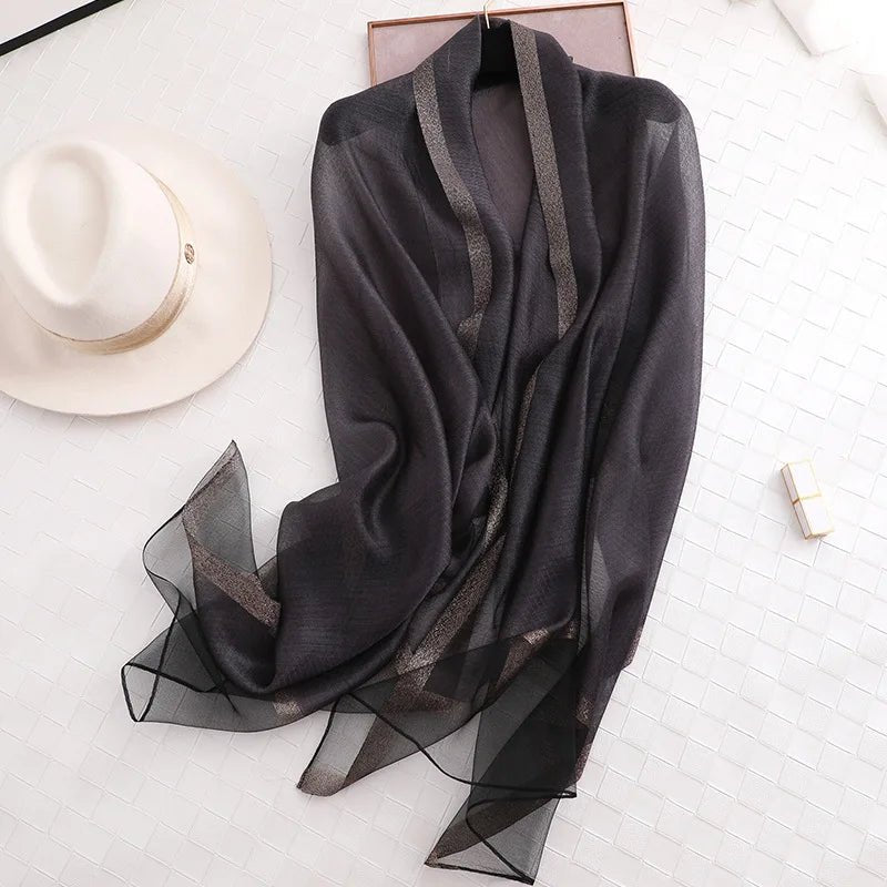 Summer Silk & Wool Long Scarf – Soft Lightweight Wrap for Women - eighttwentytwo92