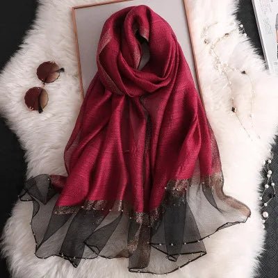 Summer Silk & Wool Long Scarf – Soft Lightweight Wrap for Women - eighttwentytwo92