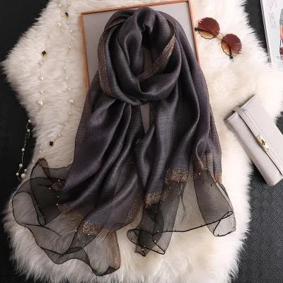 Summer Silk & Wool Long Scarf – Soft Lightweight Wrap for Women - eighttwentytwo92
