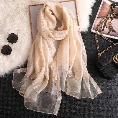 Summer Silk & Wool Long Scarf – Soft Lightweight Wrap for Women - eighttwentytwo92