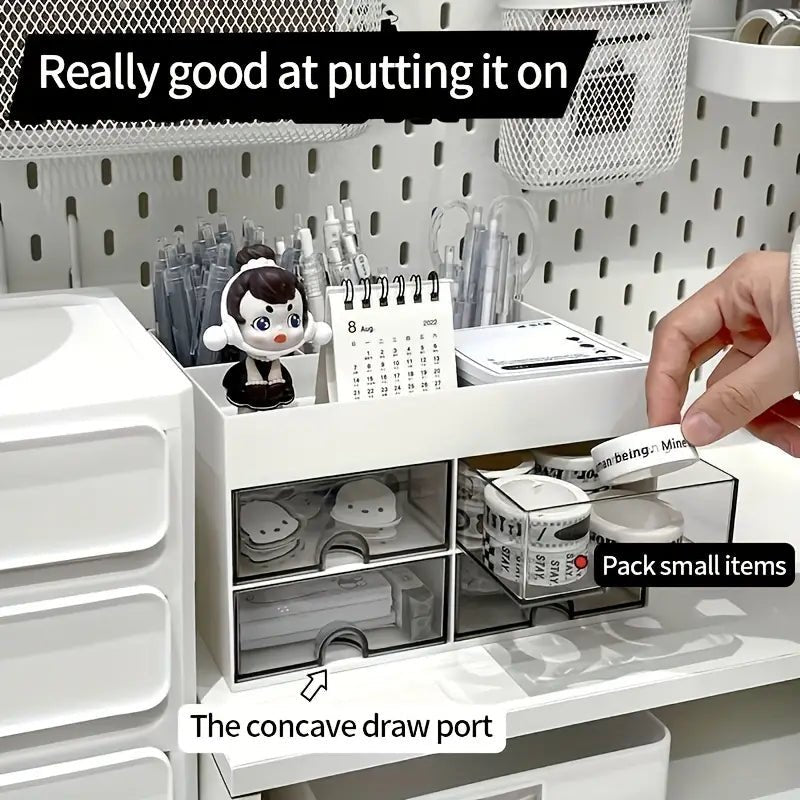 White Acrylic 4 - Drawer Desktop Organizer with Open Tray Top - eighttwentytwo92