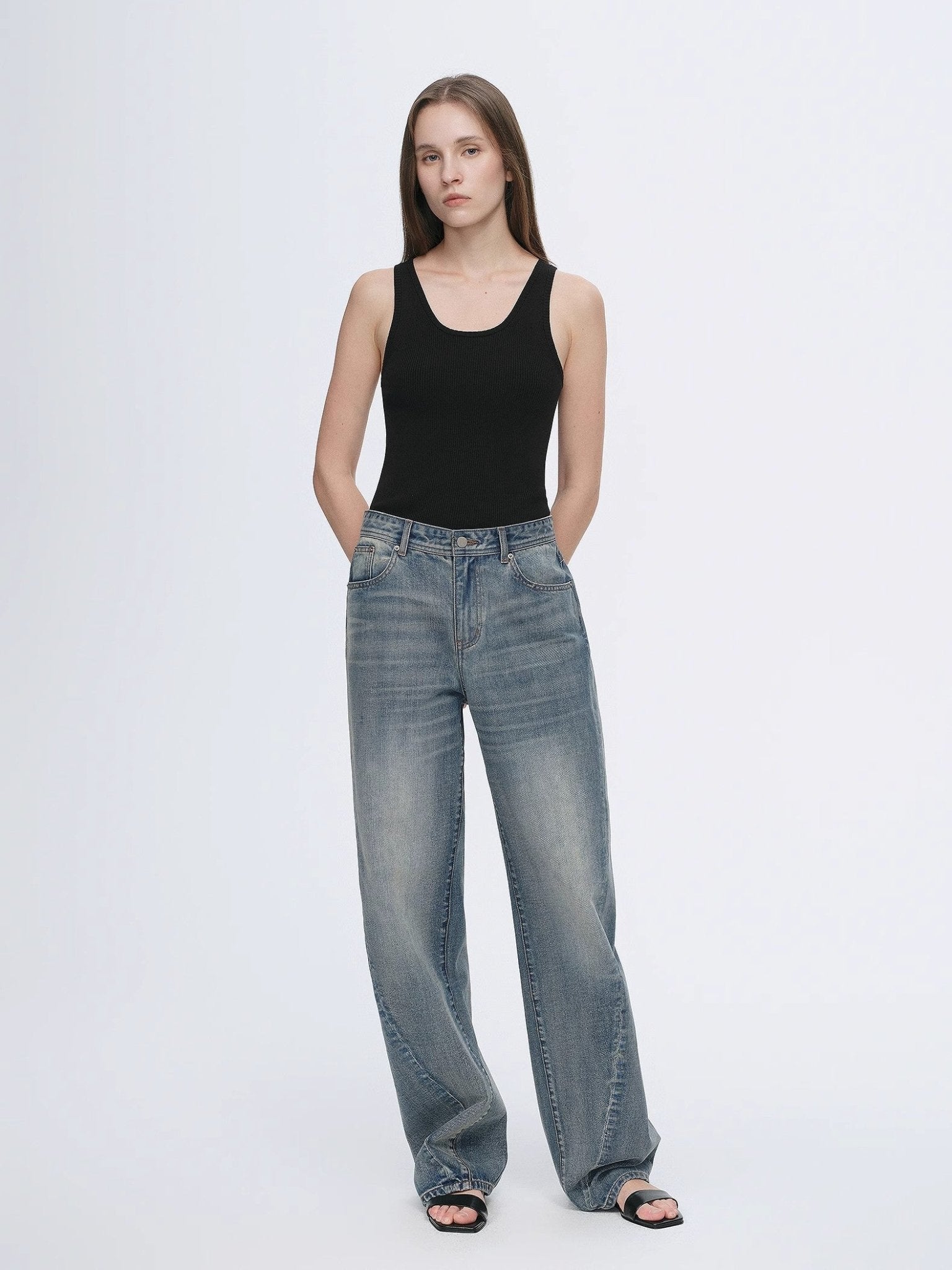 Women’s Dark Blue Straight - Leg Denim Jeans | Premium Classic Fit - eighttwentytwo92