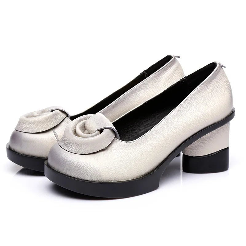 Women’s Genuine Leather Comfort Chunky Heel Shoes – GKTIINOO - eighttwentytwo92