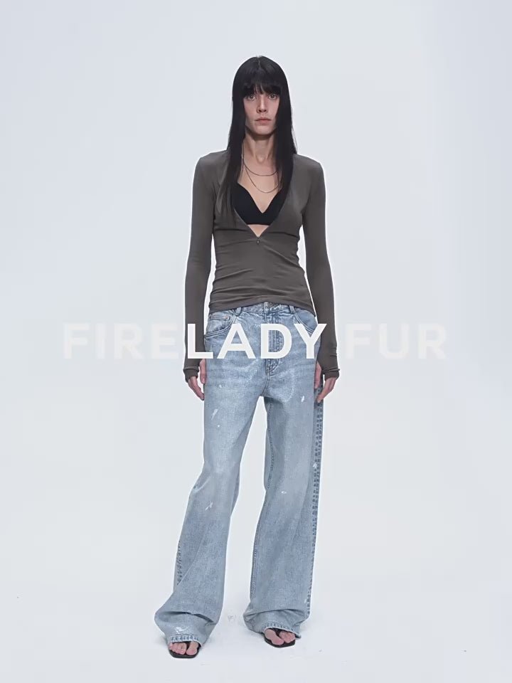 Women’s Light Blue Baggy Wide - Leg Denim Jeans | High - Rise Relaxed Fit - eighttwentytwo92