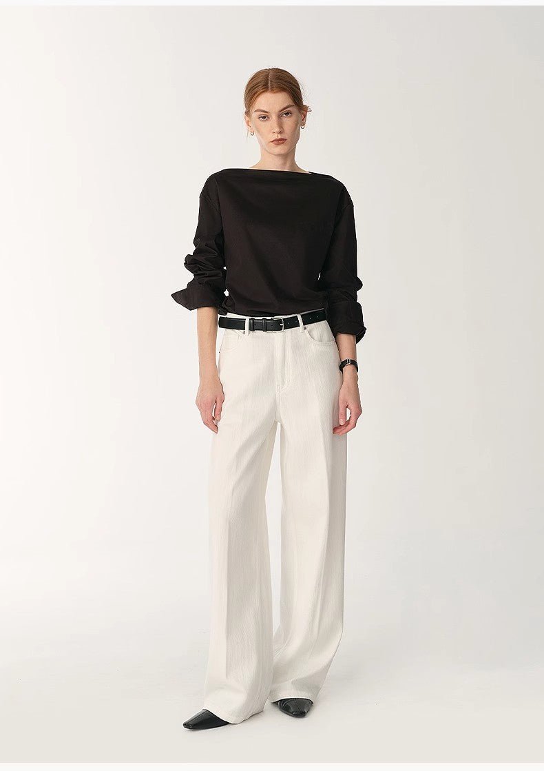 Women’s Off - White Straight Wide - Leg Trousers | Soft Fitted Comfort - eighttwentytwo92