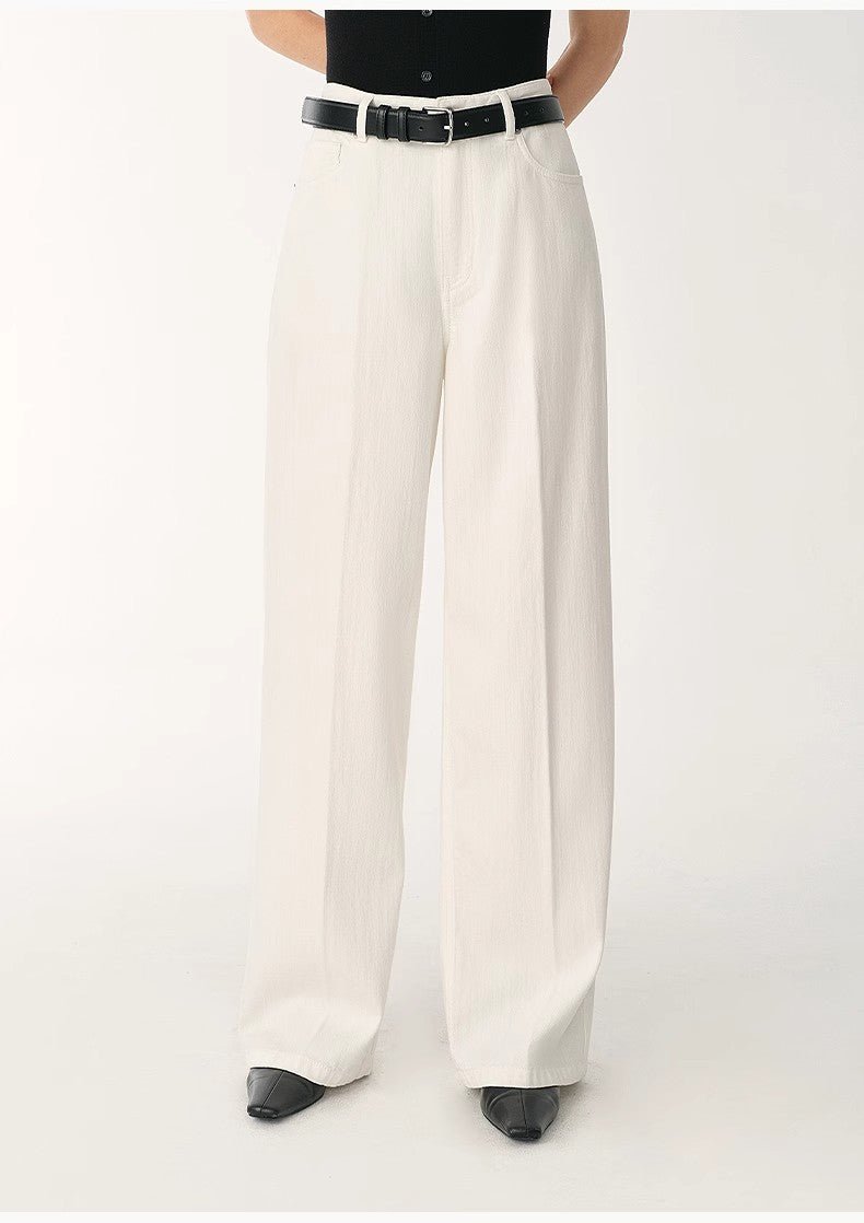 Women’s Off - White Straight Wide - Leg Trousers | Soft Fitted Comfort - eighttwentytwo92