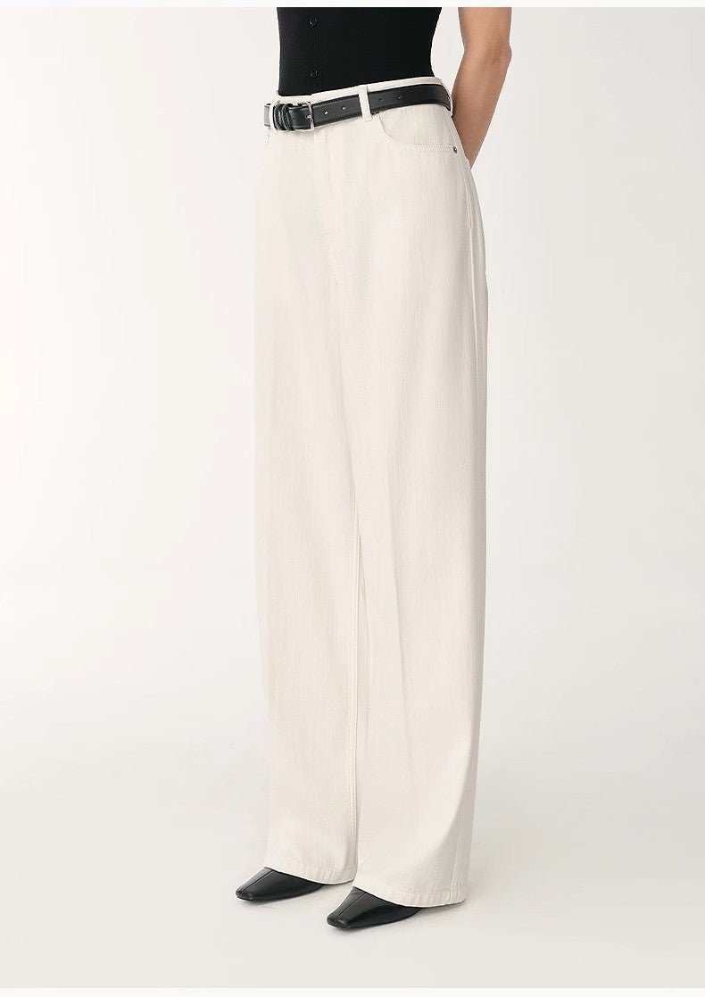 Women’s Off - White Straight Wide - Leg Trousers | Soft Fitted Comfort - eighttwentytwo92