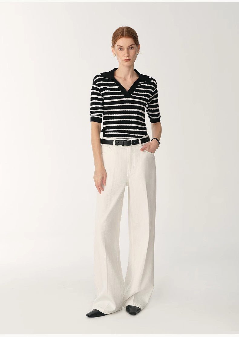 Women’s Off - White Straight Wide - Leg Trousers | Soft Fitted Comfort - eighttwentytwo92