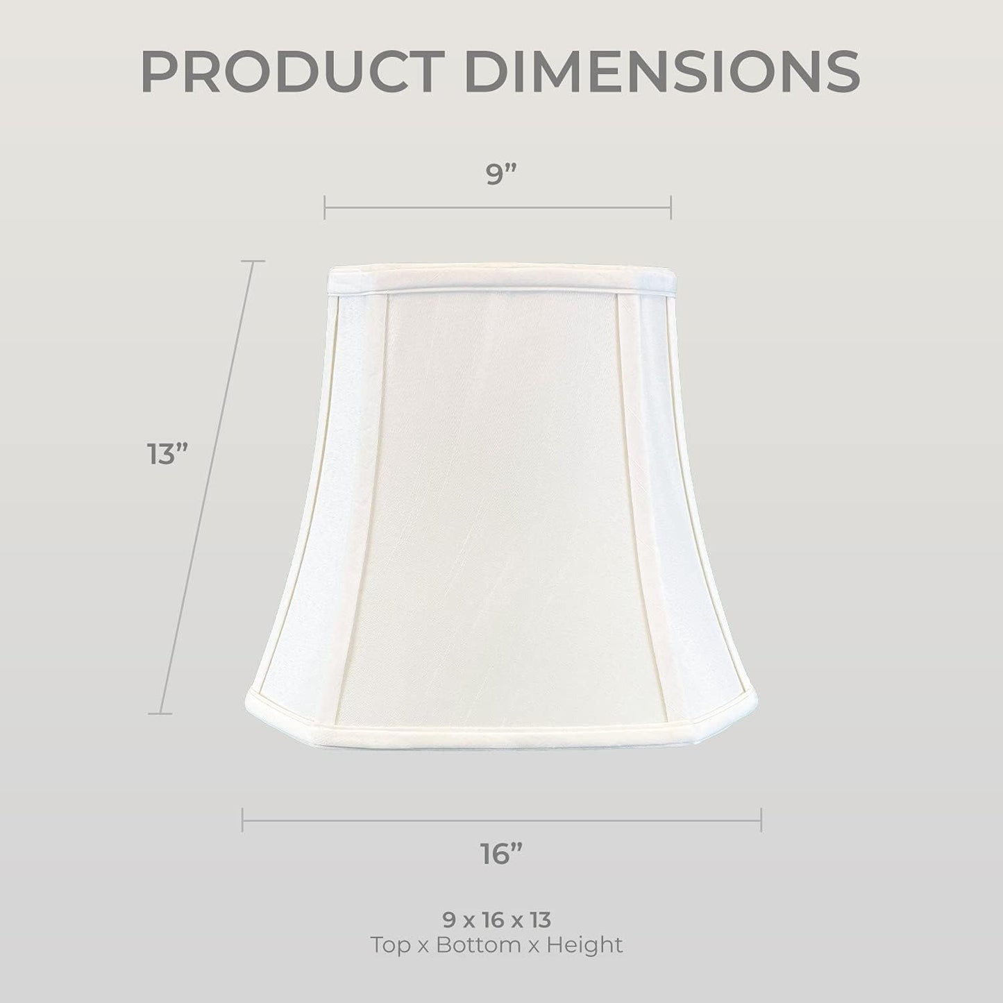 BSO-705-16WH Square Cut Corner Bell Basic Lamp Shade, 9 X 16 X 13, White