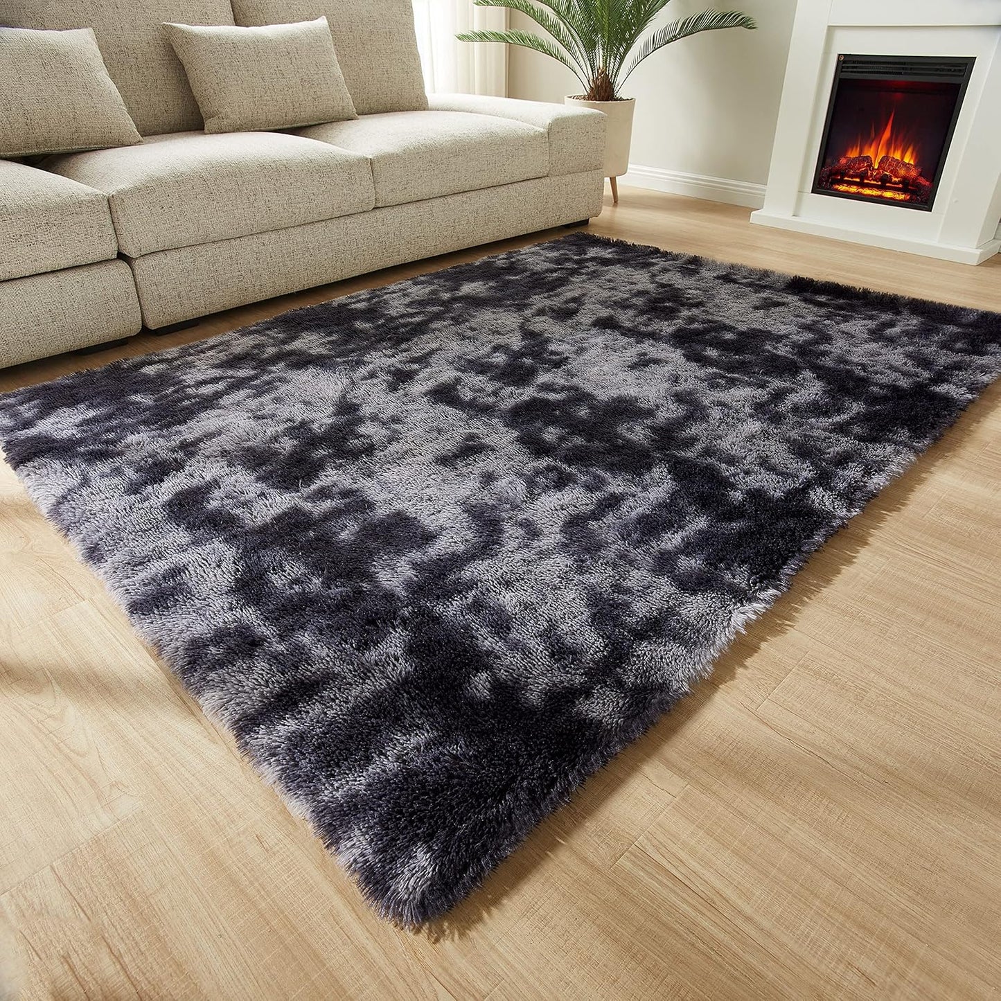 round Rainbow Rug, 4Ft Fluffy Shag Fuzzy Soft Circular Rug for Bedroom, Nursery, Kids Room, Indoor Plush Shaggy Furry Home Decor