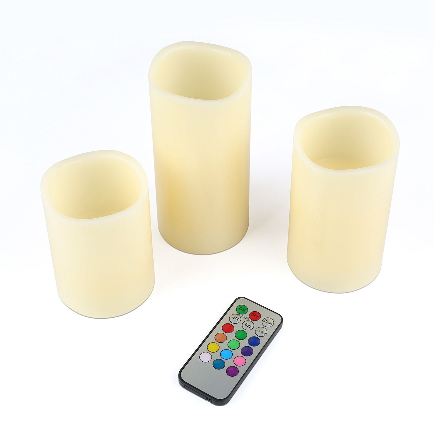 3 - Pack Flameless LED Candles with Remote & Timer – Real Wax, Color - Changing - eighttwentytwo92