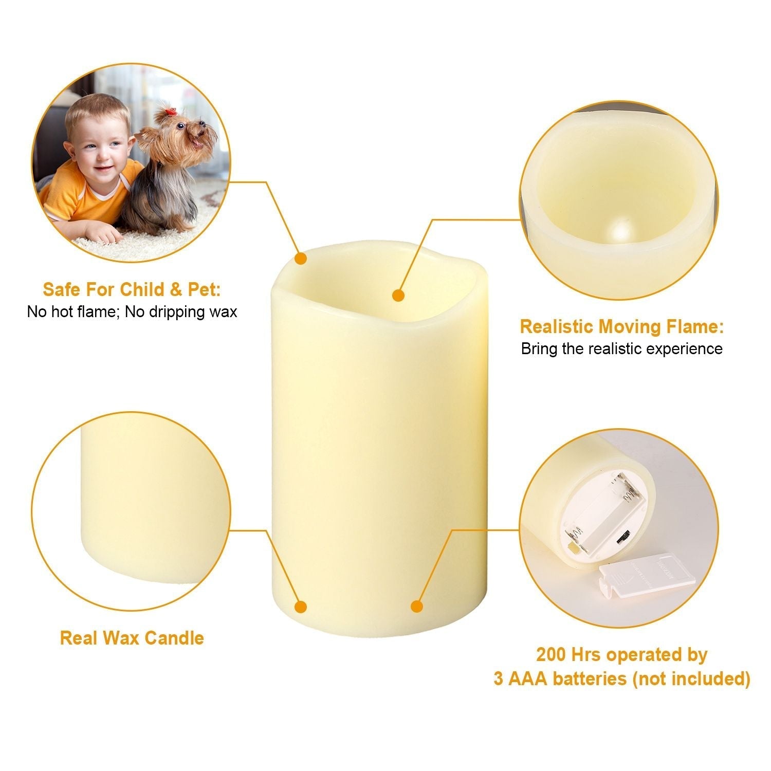 3 - Pack Flameless LED Candles with Remote & Timer – Real Wax, Color - Changing - eighttwentytwo92