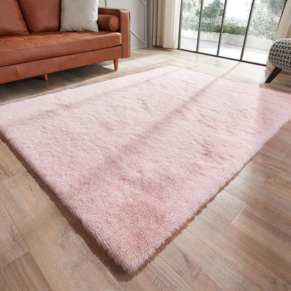 round Rainbow Rug, 4Ft Fluffy Shag Fuzzy Soft Circular Rug for Bedroom, Nursery, Kids Room, Indoor Plush Shaggy Furry Home Decor