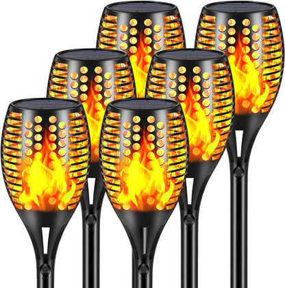 Upgraded Larger Solar Torch Lights, Waterproof Outdoor Dancing Flames Light, Flickering Flames Garden Lights, Landscape Decoration Pathway Patio Lights 43" 96 LED (4 Pack)