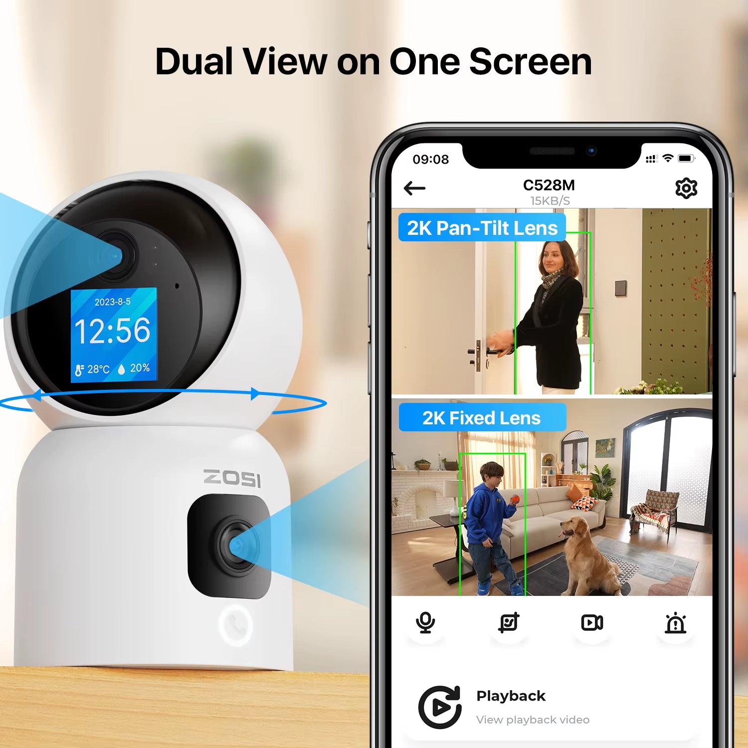 360�� Smart Home Security Camera PTZ Auto Tracking Baby Monitor AI Panoramic HD Night Vision Indoor Wifi Surveillance Camera