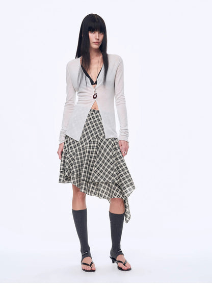 "Long Island Vacation" Wool Blend V-Neck Straight Shoulder Knitted Cardigan Spring