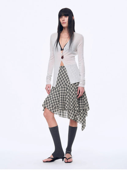 "Long Island Vacation" Wool Blend V-Neck Straight Shoulder Knitted Cardigan Spring