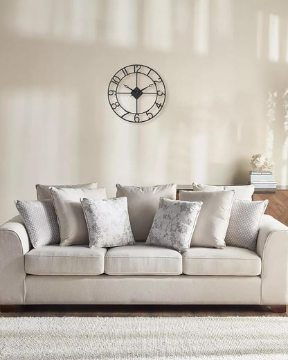 18 Inch Large Wall Clock, Silent Non Ticking Battery Operated Roman Numeral Wall Clock, Industrial Metal Indoor Outdoor Analog Clock for Living Room, Kitchen, Pool, Patio Decor - Black