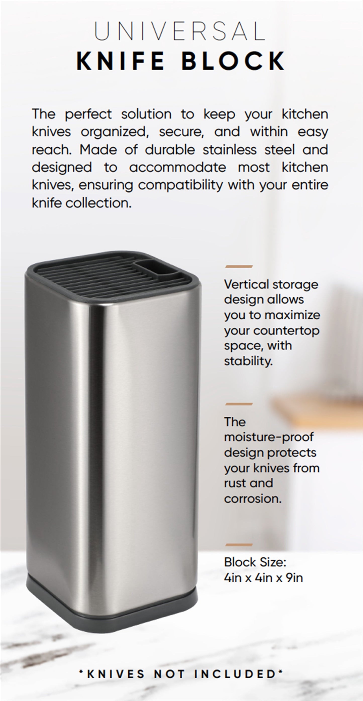 Universal Knife Block Holder, Silver