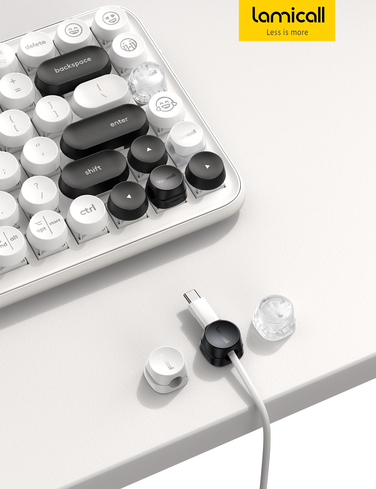 8Pack Cord Organizer [1s Lock] Spring Cable Management Clips - Lamicall Desk Cord Holder, Adhesive Cute Round Cable Clip, Phone Charger Wire Organizer Keeper for Nightstand Car Office Accessory, White - eighttwentytwo92