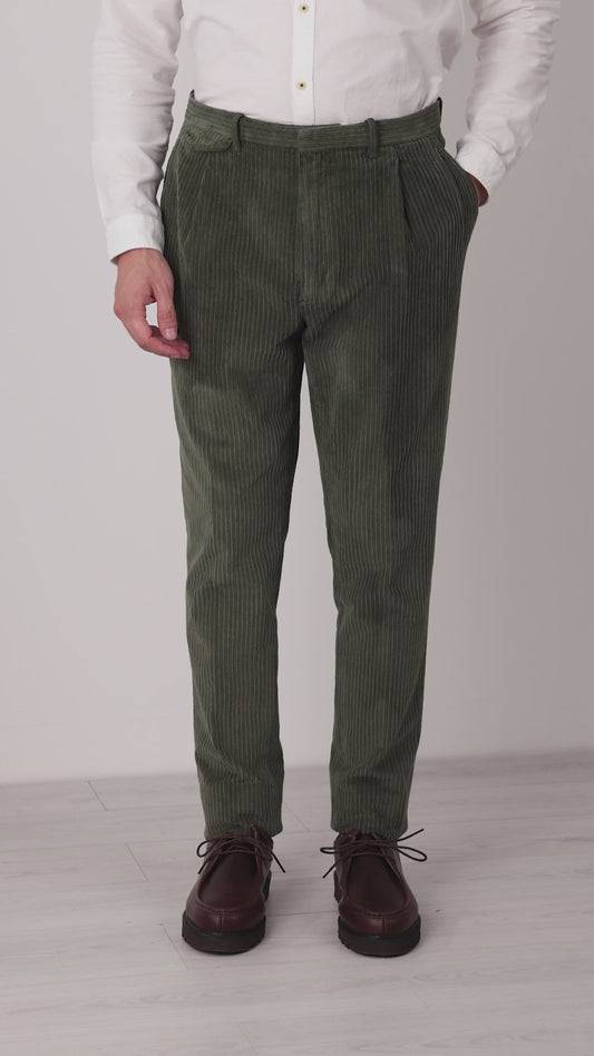 Autumn Winter Green Velvet Chino Trousers