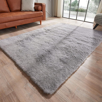 round Rainbow Rug, 4Ft Fluffy Shag Fuzzy Soft Circular Rug for Bedroom, Nursery, Kids Room, Indoor Plush Shaggy Furry Home Decor