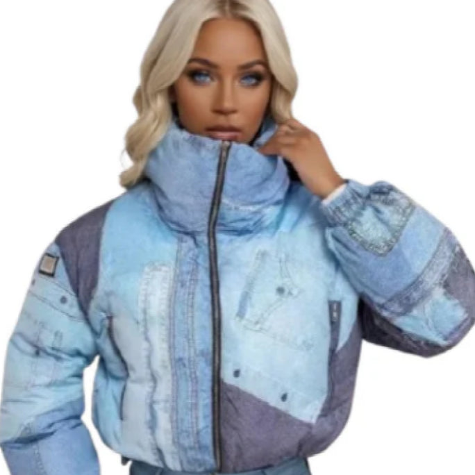 Elevate your winter style with this stunning Pufferfect Denim Jacket.