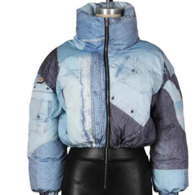 Elevate your winter style with this stunning Pufferfect Denim Jacket.