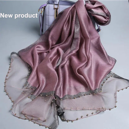 Summer Silk & Wool Long Scarf – Soft Lightweight Wrap for Women