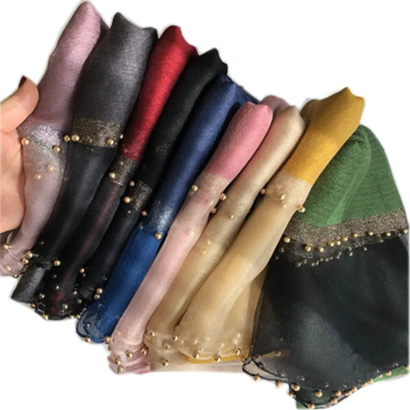 Summer Silk & Wool Long Scarf – Soft Lightweight Wrap for Women