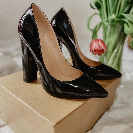 Onlymaker Women's Pointed Toe Block Heel Pump