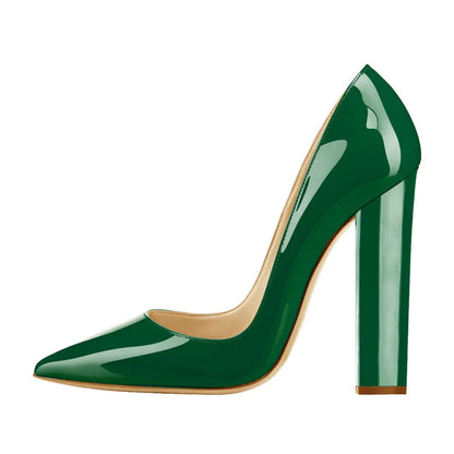 Onlymaker Women's Pointed Toe Block Heel Pump