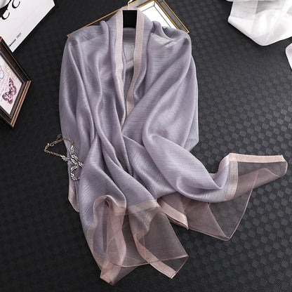 Summer Silk & Wool Long Scarf – Soft Lightweight Wrap for Women