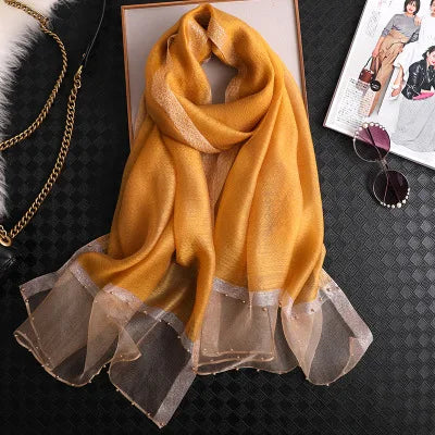 Summer Silk & Wool Long Scarf – Soft Lightweight Wrap for Women
